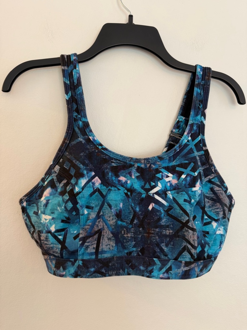 Title Nine High Impact Sports Bra 38D Blue Abstract Print Adjustable Straps